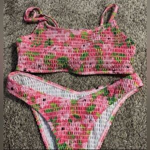 SHEIN Pink and Green Floral Bikini